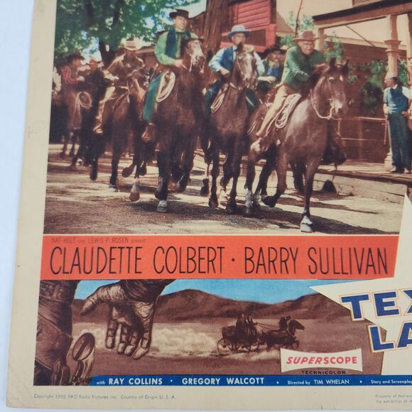 Texas Lady 1955 Lobby Card Movie Poster Claudette Colbert Barry Sullivan Western - Picture 6 of 7